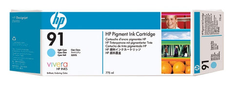 HP 91 (C9470A) Light Cyan Original Pigment Ink Cartridge (775 ml)